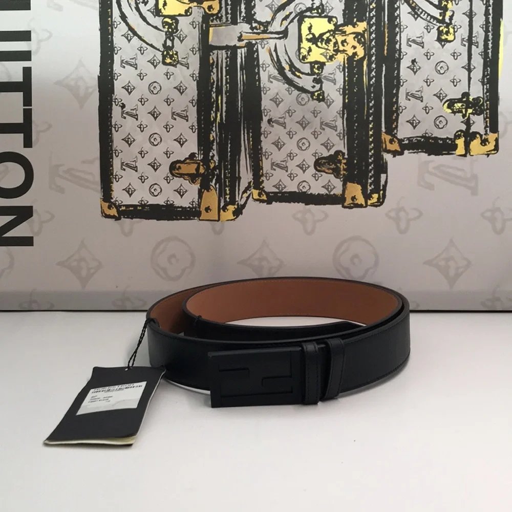 💯 - New Authentic Fendi Baguette FF Logo Buckle Leather Belt